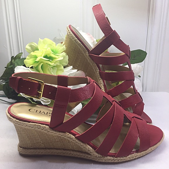 Chaps Red Espadrilles Wedge Sandal - Picture 1 of 4